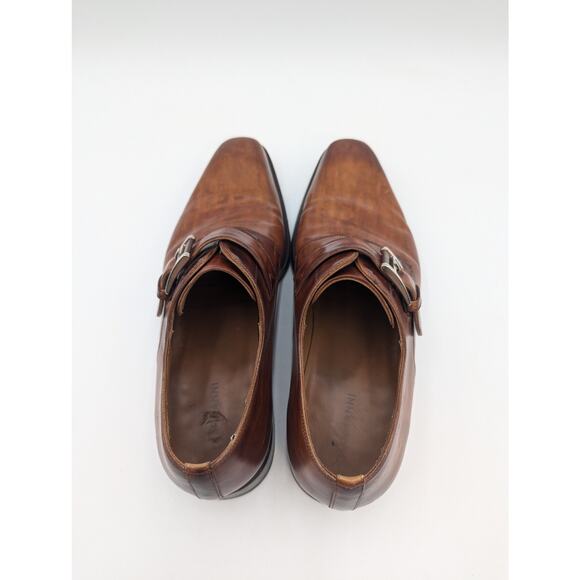 Magnanni Marco Single Monk Strap Burnished Brown Loafers Shoes Men\'s Size 10 M